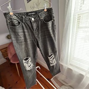 Size 27 Ashley Mason distressed black jeans